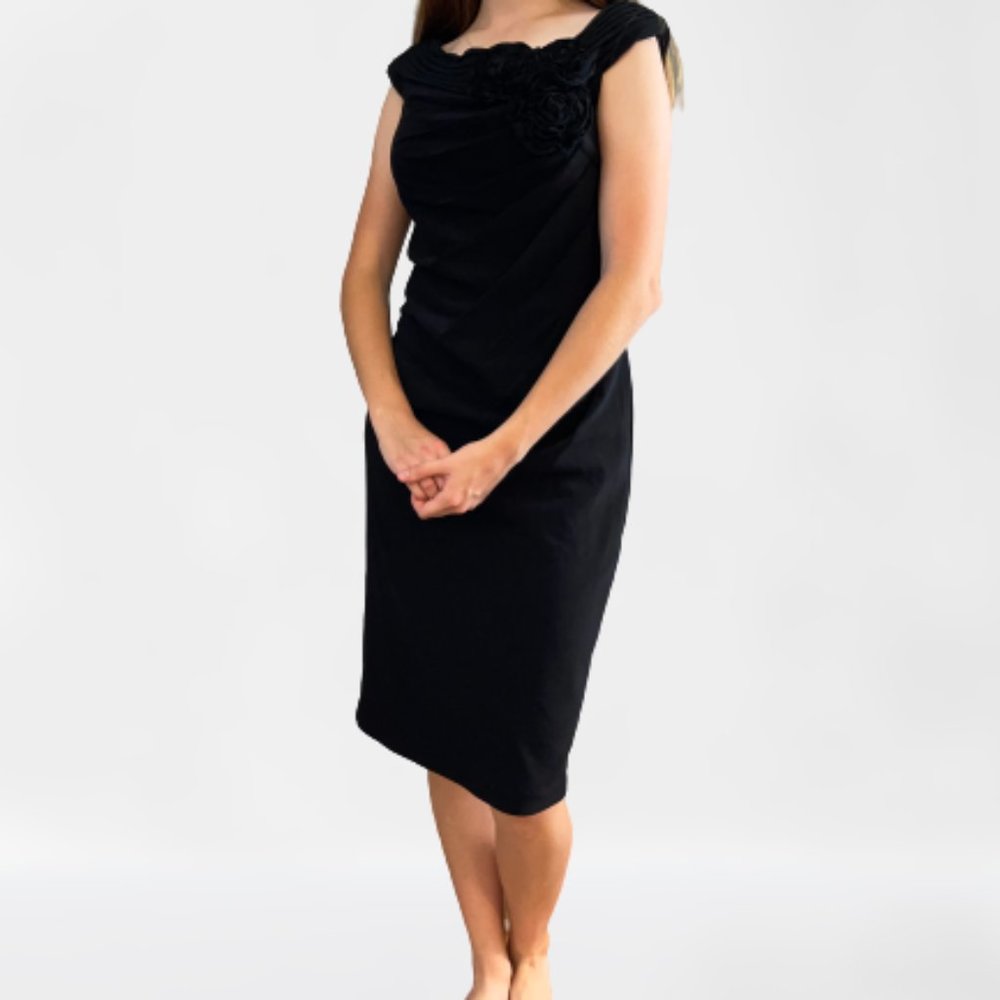 Adrianna Papell Sleek Floral Evening Dress